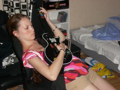 Jag i en relativt obekväm spelställning